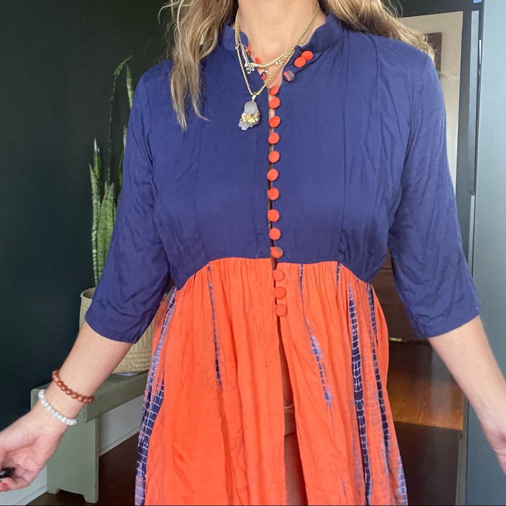 The Ratzt Staple Blue and Orange Tie Dyed Maxi Dress - Picture 6 of 10